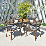 Ghế cafe ngoài trời dây đan sọc trắng đen CC07001-AS