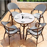 Ghế cafe ngoài trời dây đan sọc trắng đen CC07001-AS