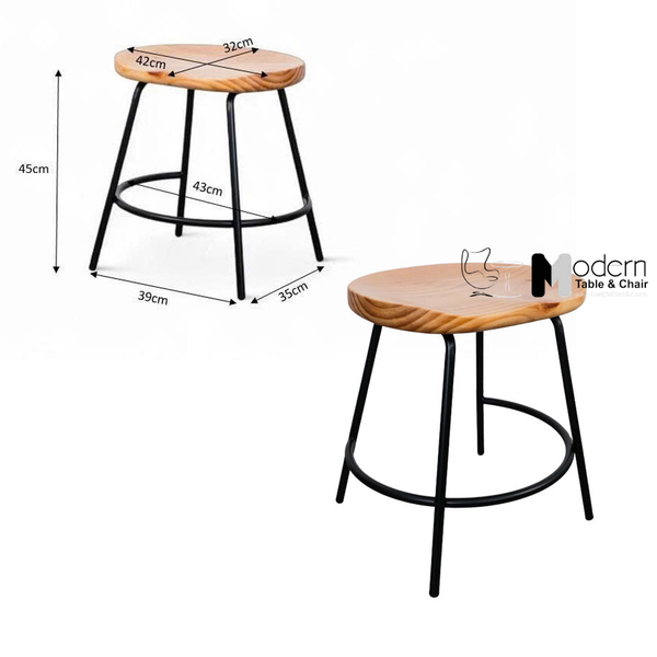 Ghế Cafe Nhỏ Gọn Mặt Gỗ Chân Sắt CB Tractor 2A-45W