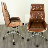 Ghế giám đốc nệm da lưng ốp gỗ CM23001-P