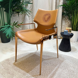 Ghế cafe nệm da chân thép mạ màu vàng CN16005B-P