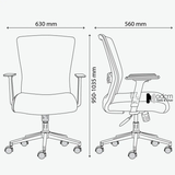 Ghế làm việc lưng trung chân thép mạ CE080006-M