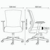 Ghế nhân viên lưng lưới chân nhựa đen CE080006A1-M