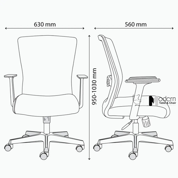 Ghế nhân viên lưng lưới chân nhựa đen CE080006A1-M