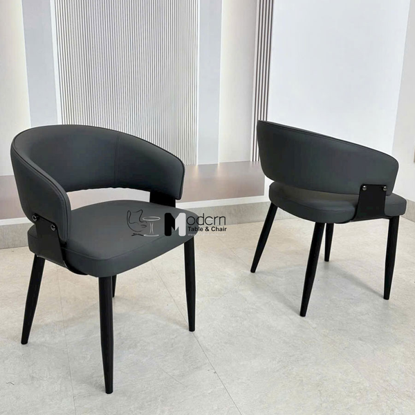 Ghế phòng ăn có tay chân sắt sơn đen CN16011-P