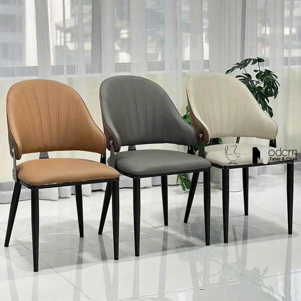 Ghế nhà hàng nệm da chân sắt có tay CN16012-P