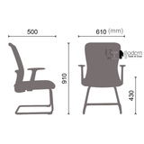 Ghế tiếp khách chân quỳ lưng lưới nệm vải lưới CV08002-M