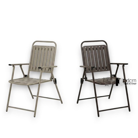 Ghế xếp sân vườn nan nhựa giả gỗ có tay CC03002-T
