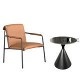 Ghế sofa cafe nệm da chân sắt có tay vịn CS03001-P