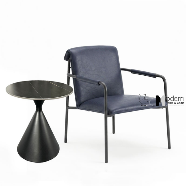 Ghế sofa cafe nệm da chân sắt có tay vịn CS03001-P
