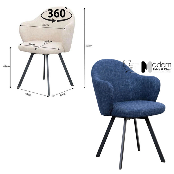 Ghế phòng ăn thân xoay nệm vải cao cấp CRAB 8A-F