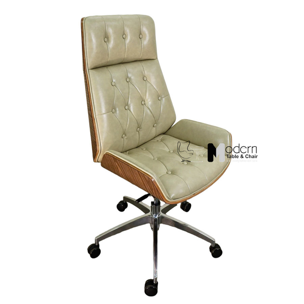 Ghế giám đốc nệm da lưng ốp gỗ CM23001-P