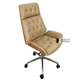 Ghế giám đốc nệm da lưng ốp gỗ CM23001-P