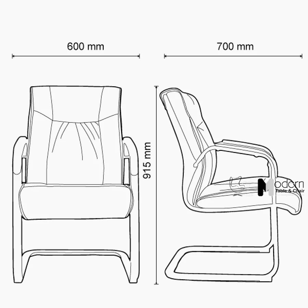 Ghế họp chân quỳ nệm da lưng trung CV080005-P