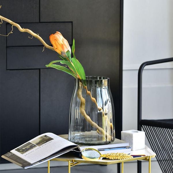 Bình thủy tinh xám bầu cao cấp