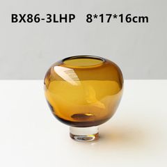 Bình thủy tinh màu hổ phách dáng tròn