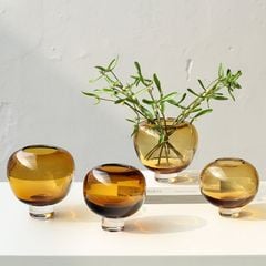 Bình thủy tinh màu hổ phách dáng tròn