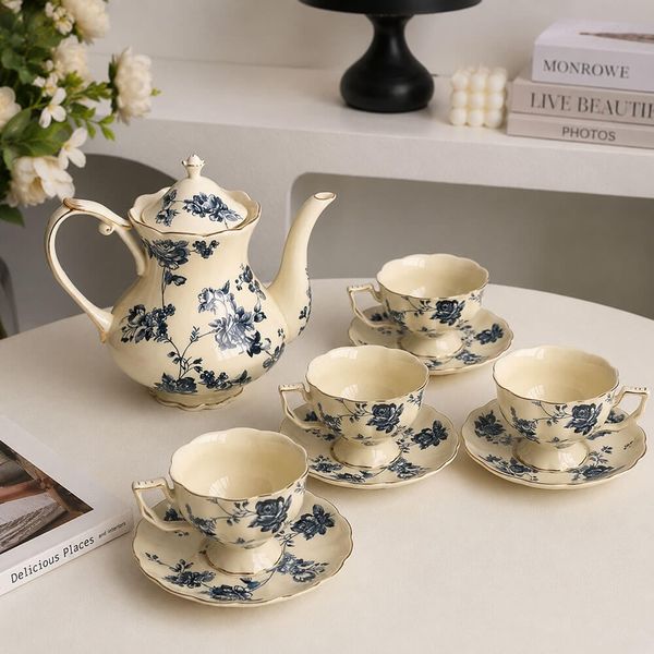 bộ ấm trà hoa xanh anh quốc cao cấp