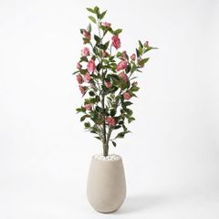 Chậu cây hoa hồng trà camellia giả