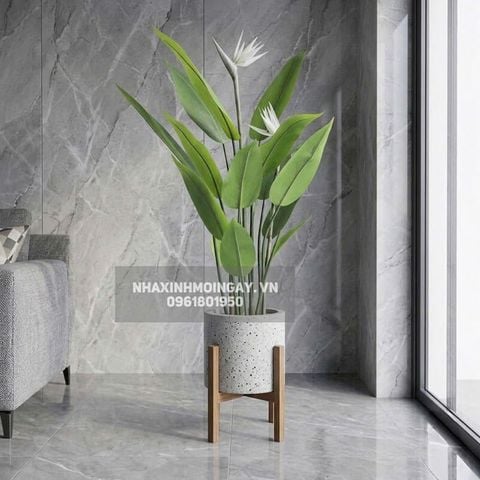 Cây thiên điểu giả hoa trắng trang trí nội thất