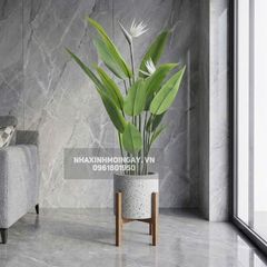 Cây thiên điểu giả hoa trắng trang trí nội thất