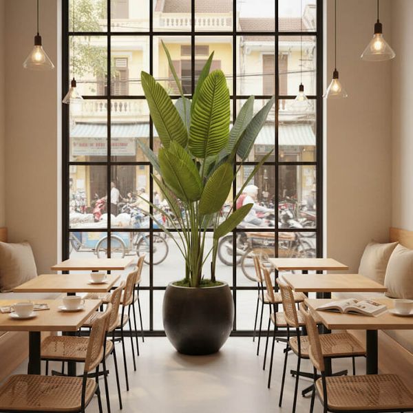 Chậu chuối giả trang trí cao 2 mét (kèm chậu)