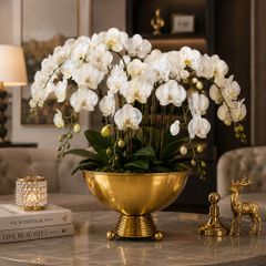 Đĩa kim loại vàng đựng trái cây