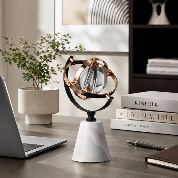 quả địa cầu pha lê phong cách Bắc Âu decor bàn làm việc