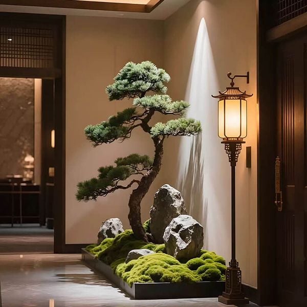 Tiểu cảnh cây tùng Nhật phối đá
