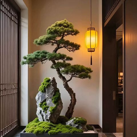 Tiểu cảnh cây tùng Nhật phối đá