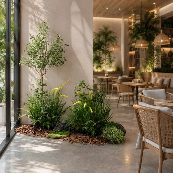 Tiểu cảnh ô liu giả TC01 trang trí quán cafe