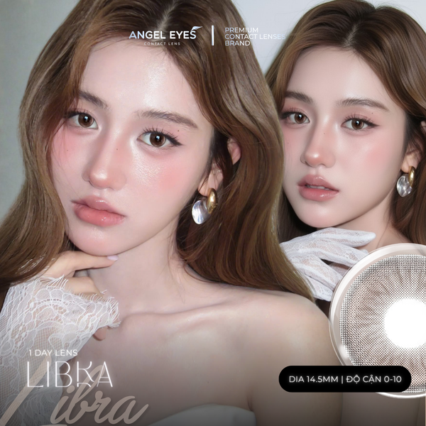  Lens 1 ngày màu có độ cận nâu giãn tròng tự nhiên LIBRA siêu ẩm nhãn hiệu Angel Eyes Hàn Quốc - Đường kính 14.0mm - Độ cận 0-10 