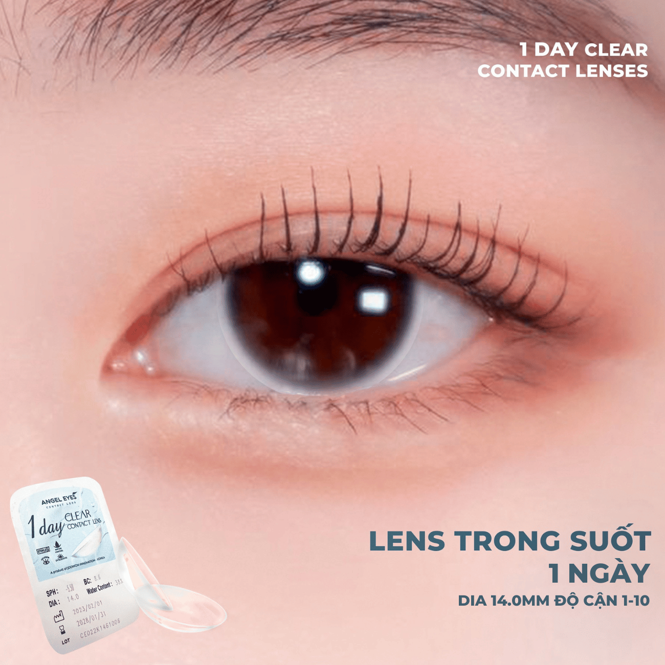  LENS 1 NGÀY TRONG SUỐT | LENS 1 NGÀY KHÔNG MÀU ANGEL EYES 