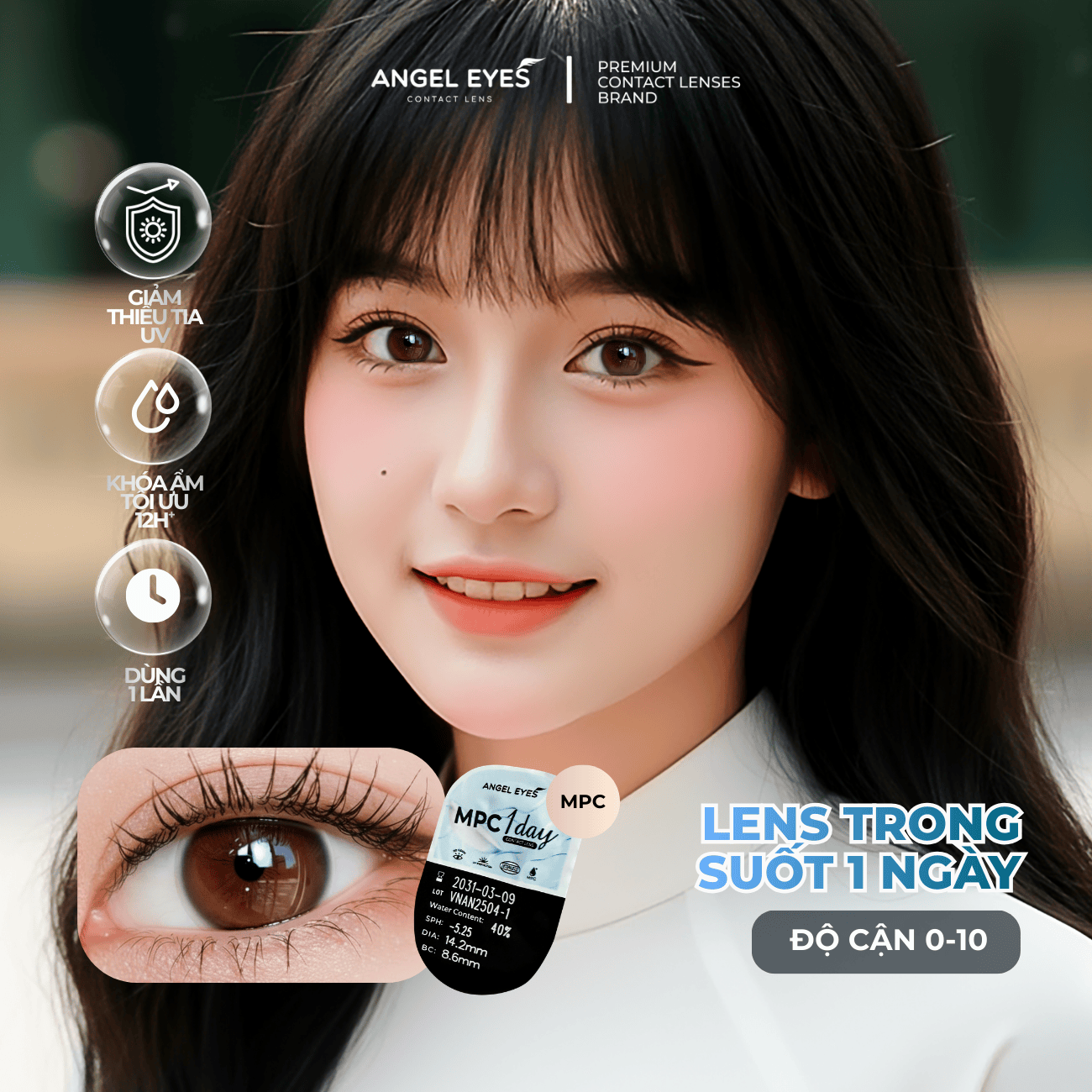  LENS 1 NGÀY TRONG SUỐT  | LENS 1 NGÀY KHÔNG MÀU ANGEL EYES 