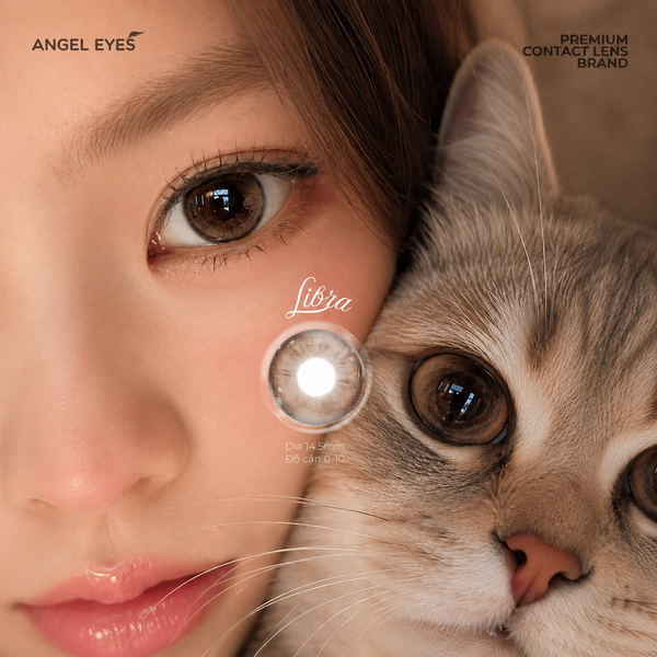  Angel Eyes Korea Brand LIBRA Natural Enlarging Brown Colored Daily Disposable Contact Lenses with Prescription (for Nearsightedness) - Diameter 14.0mm - Power 0-8 - Ultra-Moist 