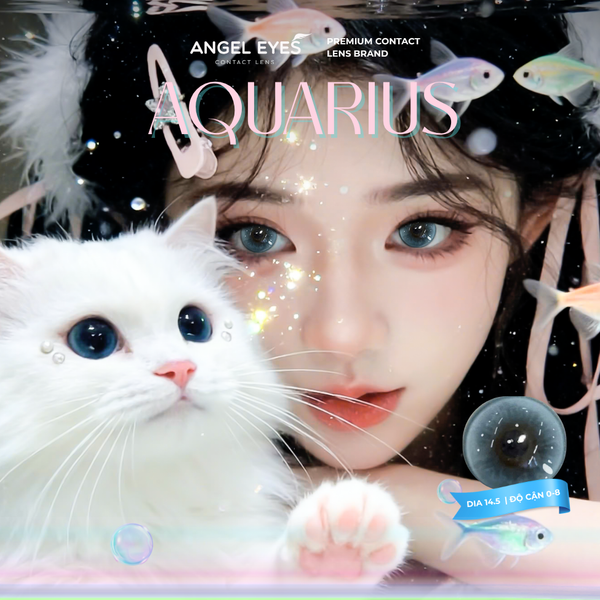  Lens xanh có độ cận N'Rosa Aquarius cho mắt thở cao cấp Angel Eyes phân phối | Độ cận 0-8 | Chất liệu MPC siêu ẩm 