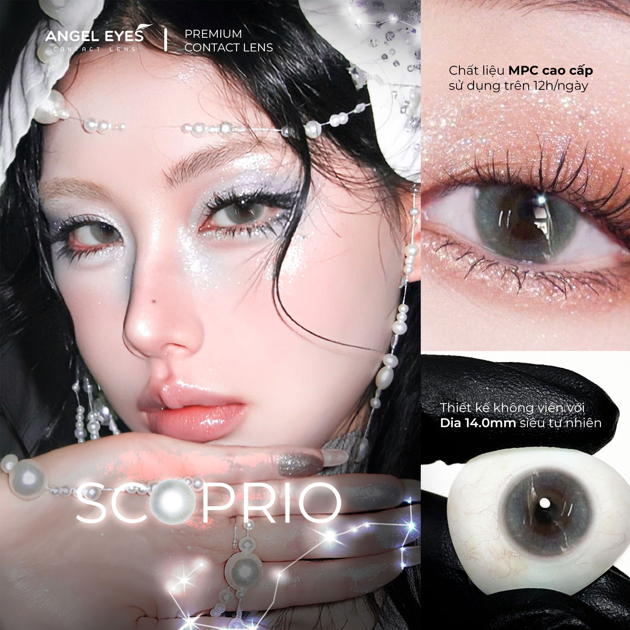 Lens xám áp tròng 1 ngày SCOPRIO - nhãn hiệu Angel Eyes - Độ cận 0-10 - Dia 14.0mm