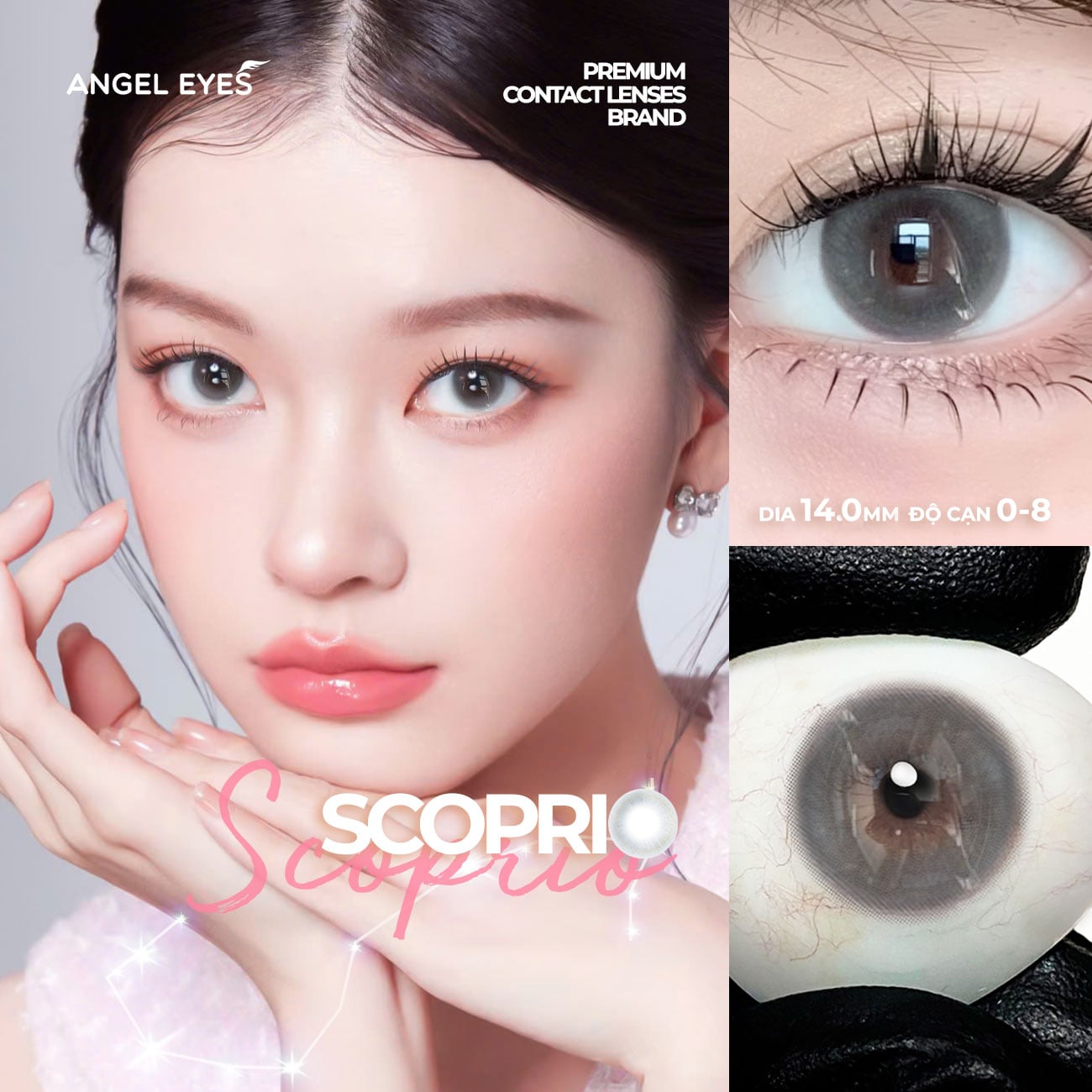 Lens xám áp tròng 1 ngày SCOPRIO - nhãn hiệu Angel Eyes - Độ cận 0-8 - Dia 14.0mm
