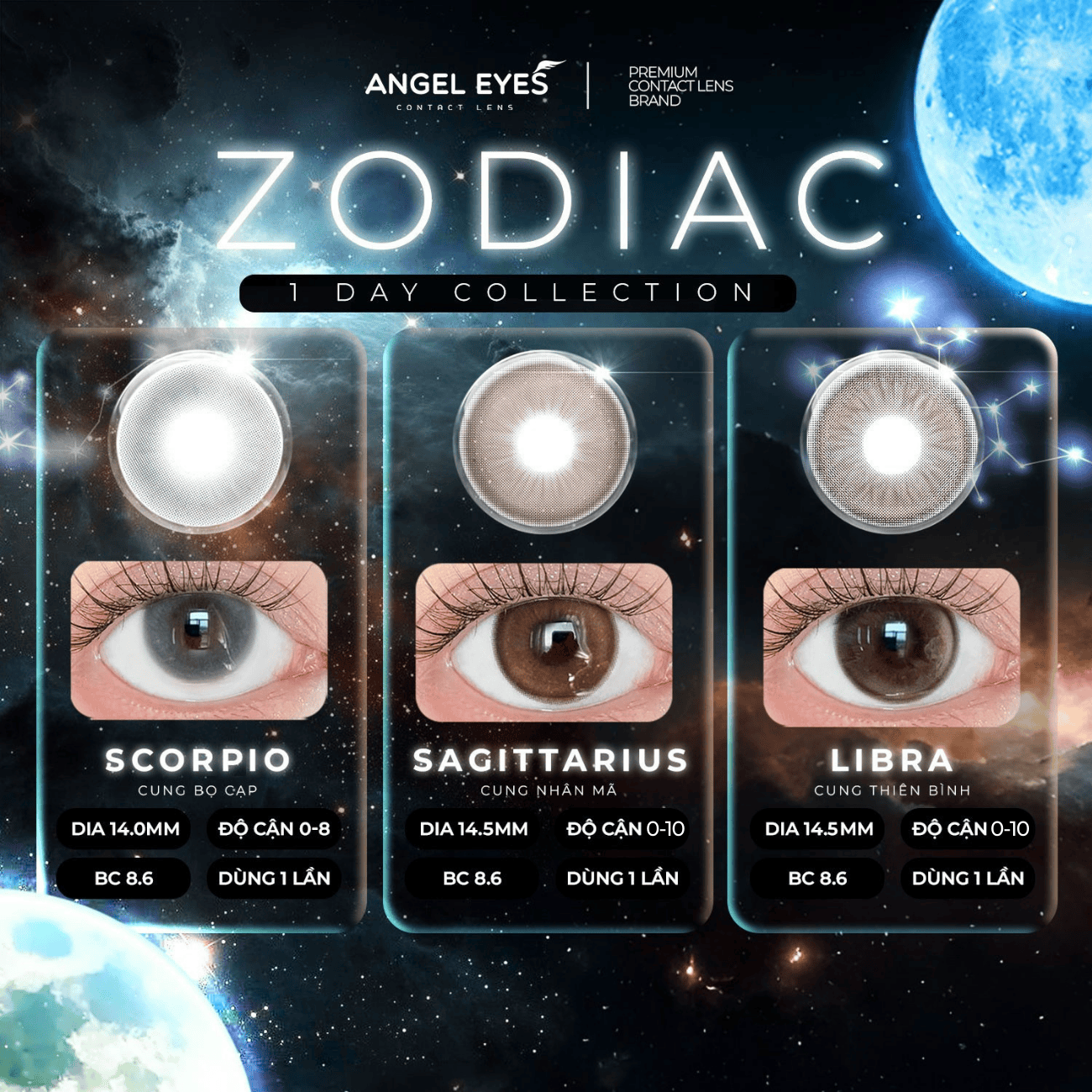  Angel Eyes Korea Brand LIBRA Natural Enlarging Brown Colored Daily Disposable Contact Lenses with Prescription (for Nearsightedness) - Diameter 14.0mm - Power 0-8 - Ultra-Moist 