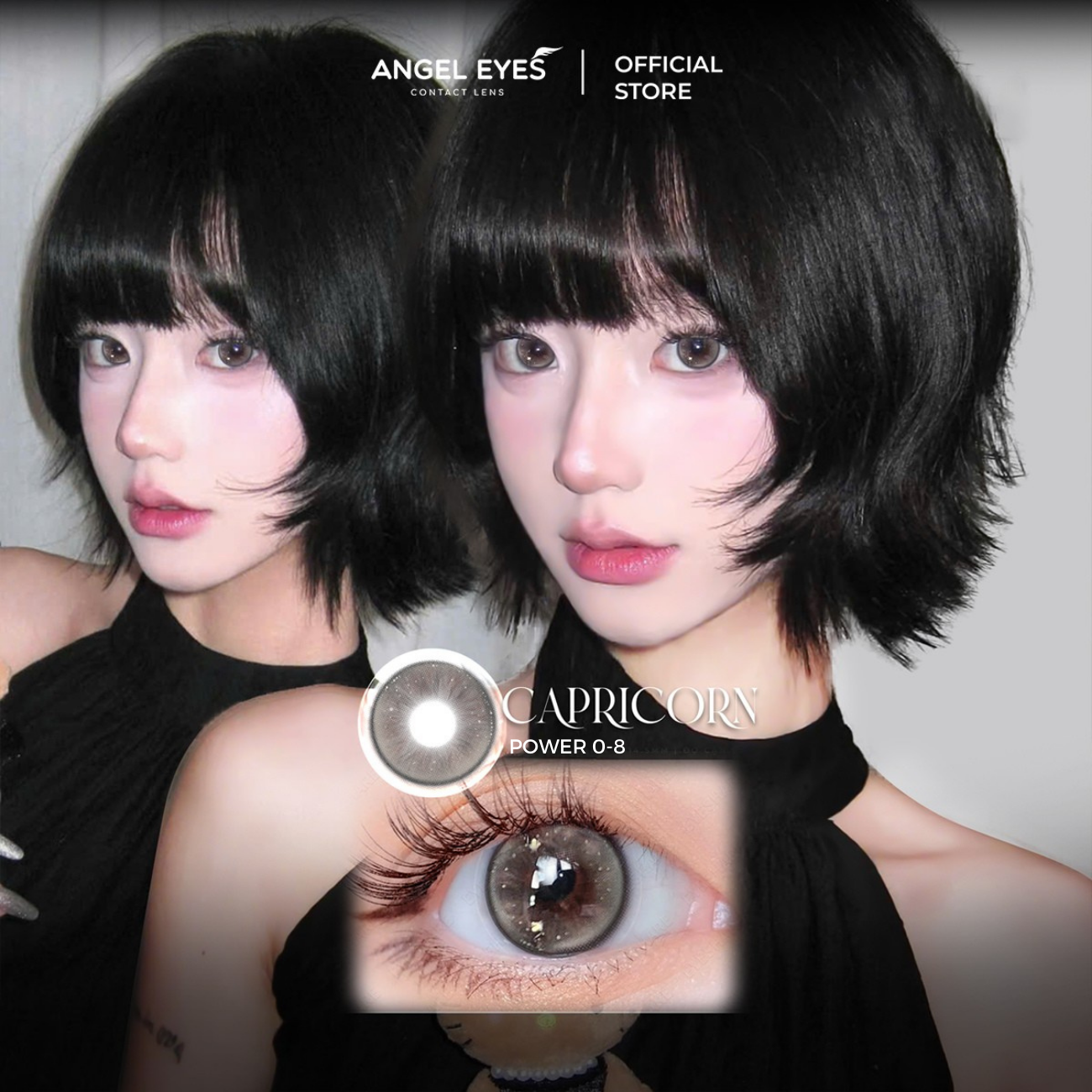  Lens xám có độ cận N'Rosa Capricon cho mắt thở cao cấp Angel Eyes phân phối | Độ cận 0-8 | Chất liệu MPC siêu ẩm 
