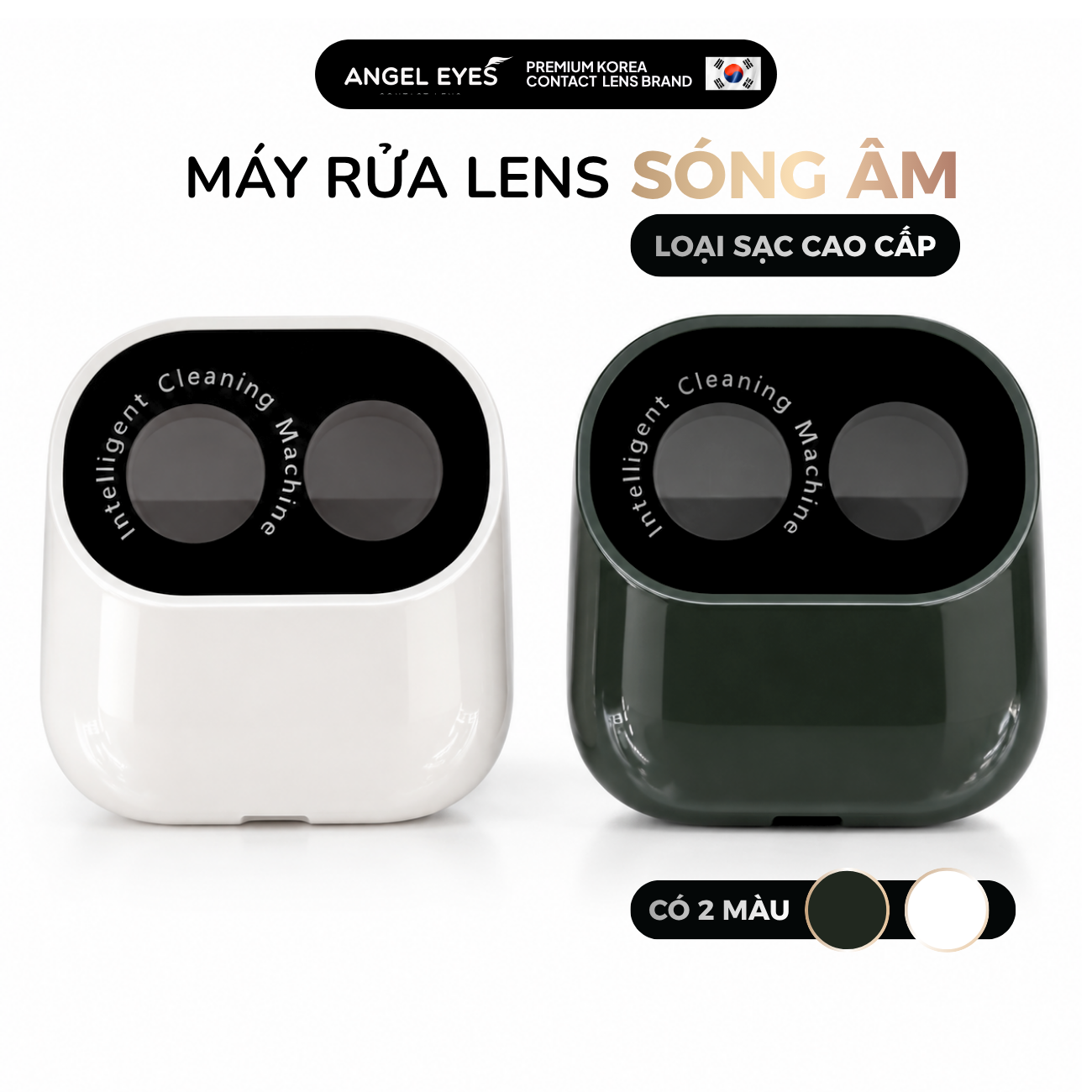  Máy rửa lens ANGEL EYES dùng pin và sạc, máy kính áp tròng sóng âm 