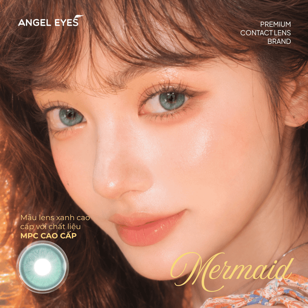  Lens xanh dương Mermaid thương hiệu Angel Eyes | Dia 14.5mm | GDia 13.7mm | Độ cận 0-8 