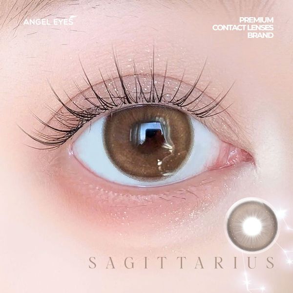  Angel Eyes Korea Brand SAGITTARIUS Natural Enlarging Brown Colored Daily Disposable Contact Lenses with Prescription (for Nearsightedness) - Diameter 14.5mm - Power 0-8 - Ultra-Moist 