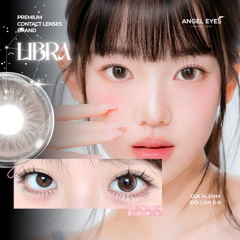 Lens 1 ngày màu có độ cận nâu giãn tròng tự nhiên LIBRA siêu ẩm nhãn hiệu Angel Eyes Hàn Quốc - Đường kính 14.0mm - Độ cận 0-8
