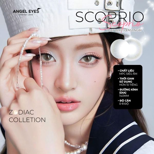  Lens xám áp tròng 1 ngày SCOPRIO - nhãn hiệu  Angel Eyes - Độ cận 0-8 - Dia 14.0mm 