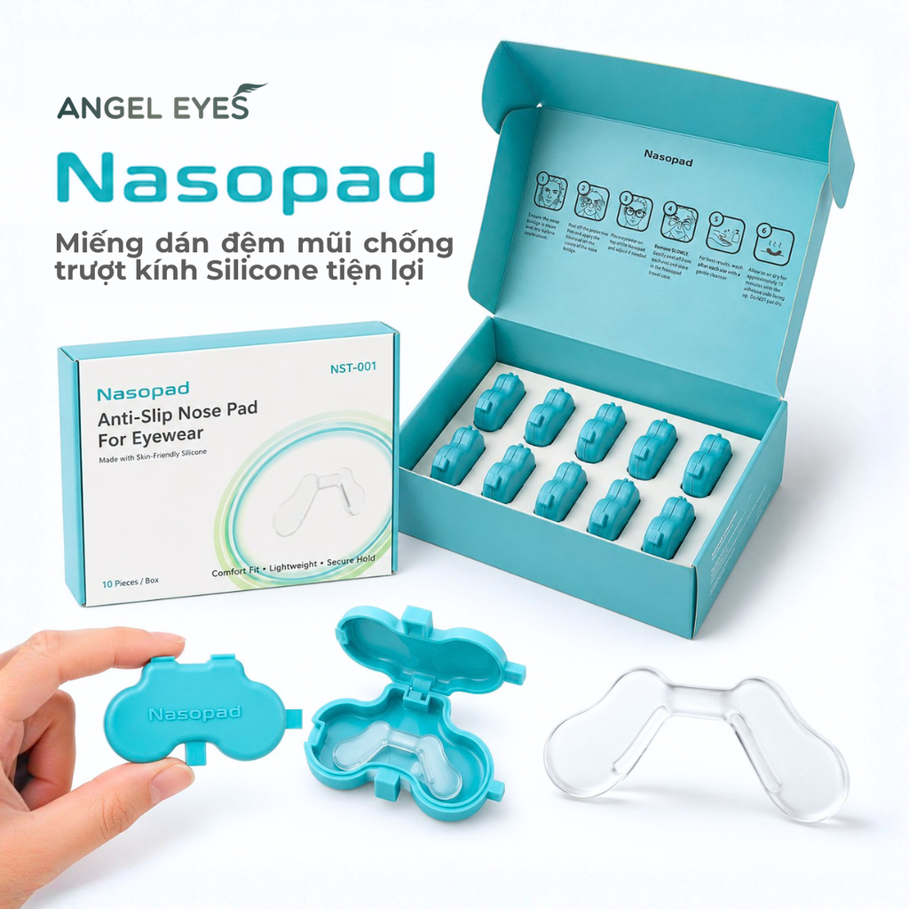 Miếng Dán Đệm Mũi Giữ Kính Chống Trượt Silicone Nasopad – Dùng Cho Kính Cận, Kính Thời Trang, Kính Không Đệm Mũi 