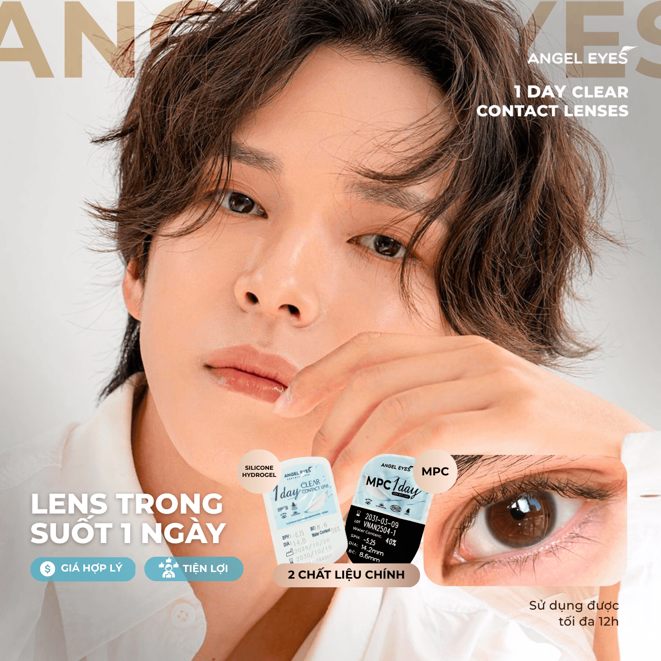  LENS 1 NGÀY TRONG SUỐT  | LENS 1 NGÀY KHÔNG MÀU ANGEL EYES 