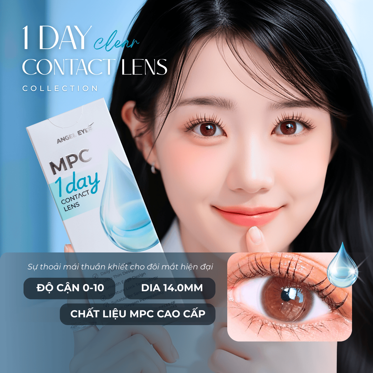  LENS 1 NGÀY TRONG SUỐT  | LENS 1 NGÀY KHÔNG MÀU ANGEL EYES 
