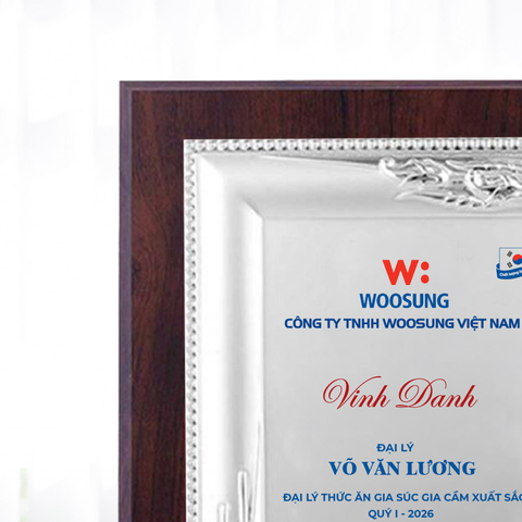 Bảng chứng nhận đại lý bán hàng phân phối hàng tiêu dùng mỹ phẩm thức ăn chăn nuôi