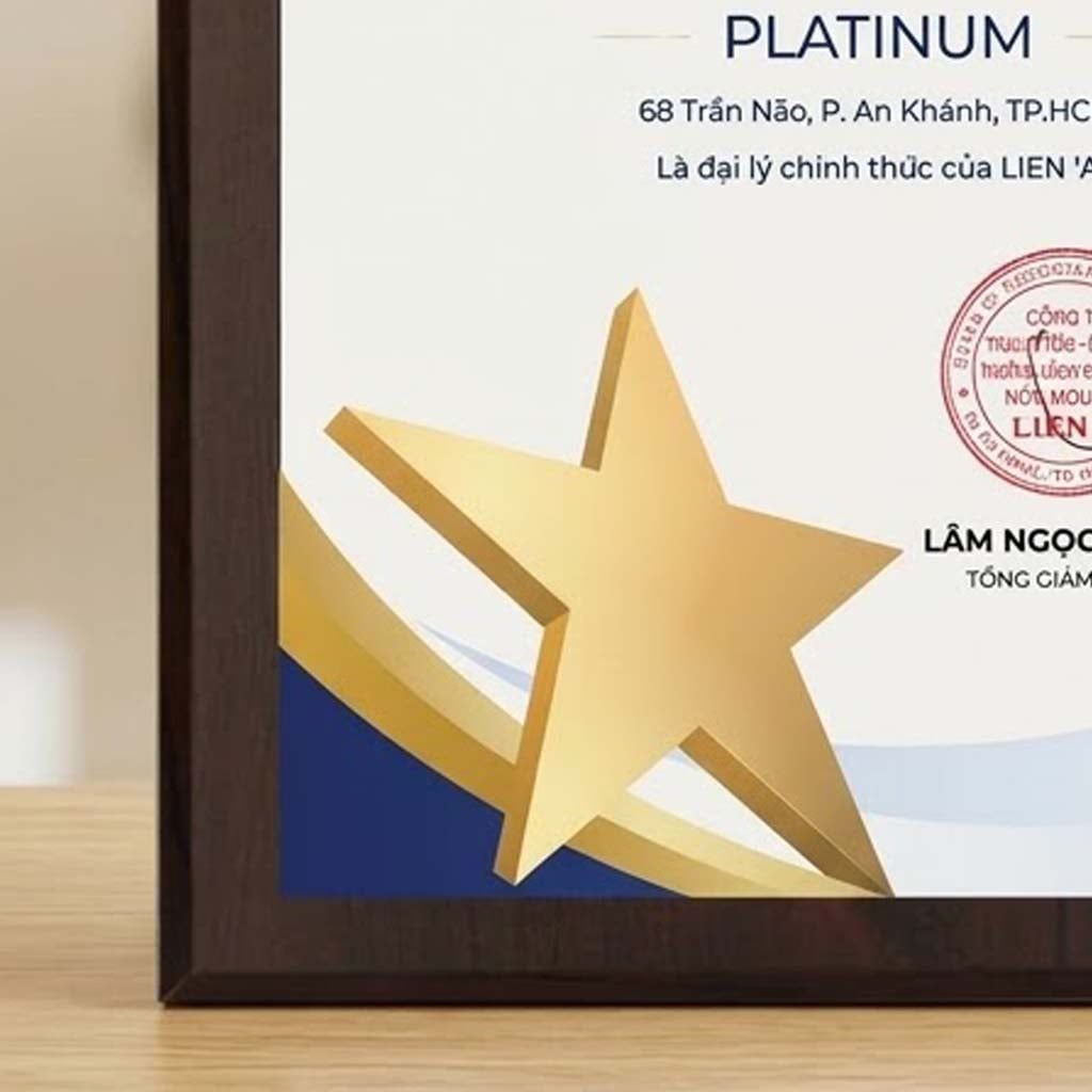 Bảng chứng nhận đại lý bán hàng chính hãng phù hợp ngành hàng đồ dùng gia đình nội thất